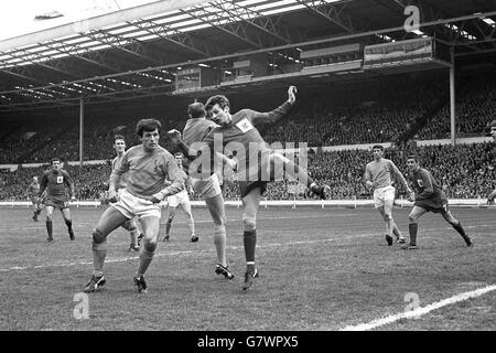 (l-r) Sutton United's D Gradi, goalkeeper D Roffey and North Shields' M Lister during the FA Amateur Cup final. Stock Photo