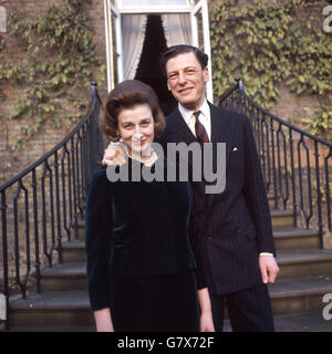 Princess Alexandra, with Angus Ogilvy, at Kensington Palace after announcing their engagement. Stock Photo