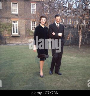 Princess Alexandra with Angus Ogilvy at Kensington Palace after announcing their engagement. Stock Photo