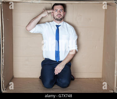 office worker wants to commit suicide Stock Photo