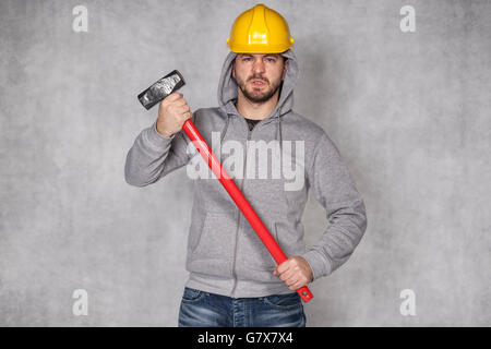 aggressive builder can be dangerous Stock Photo