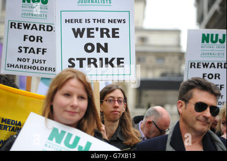 Members of BECTU and the National Union of Journalists protest outside ...