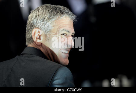 George Clooney arrives for the premiere of Tomorrowland: A World Beyond, at the Odeon Leicester Square, London. Stock Photo