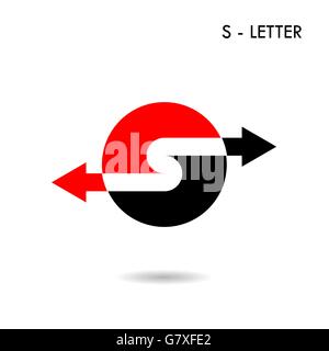 S-letter icon abstract logo design and Arrow symbol.Creative S-alphabet and Arrow symbol.Vector illustration Stock Vector