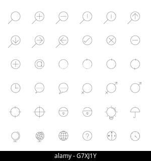 Simple thin outline Icon set .Trendy simple thin Icons for Web design or Mobile application.Vector illustration thin icon set. Stock Vector