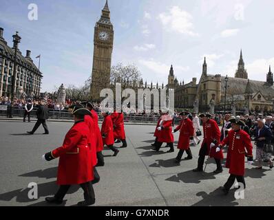 Veterans take part in the VE Day Parade to mark the 70th anniversary of VE Day, at Parliament Square in London. Stock Photo