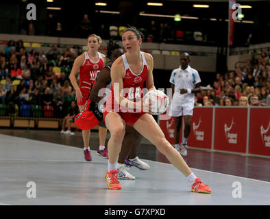 Netball - International Series - England v Trinidad and Tobago - Copper Box Arena. Rachel Dunn, England Stock Photo