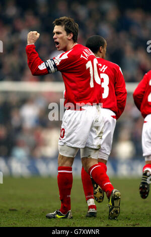 Soccer - Coca-Cola Football League Championship - Nottingham Forest v Wigan Athletic - City Ground. Nottingham Forest's Gareth Taylor celebrates scoring the equalising goal Stock Photo