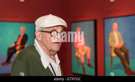 London, UK.  27 June 2016.  David Hockney RA unveils his new exhibition, '82 Portraits and 1 Still-life', at the Royal Academy of Arts in Piccadilly.  The paintings, considered as one body of work, have been made over the last two and a half years in the artist's Los Angeles studio and will be on show 2 July to 2 October. Credit:  Stephen Chung / Alamy Live News Stock Photo