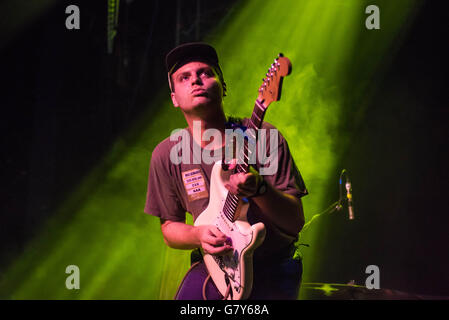 London, UK. 27th June, 2016.Mac DeMarco performs on stage at Electric Brixton on June 27, 2016 in London, England. Credit:  Michael Jamison/Alamy Live News Stock Photo