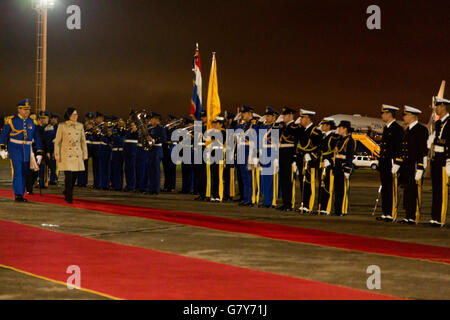 Asuncion, Paraguay. 27th June, 2016. Taiwan's (Republic of China) President Tsai Ing-wen receives military salute at his arrival at Silvio Pettirossi International Airport, Luque, Paraguay. Credit:  Andre M. Chang/ARDUOPRESS/Alamy Live News Stock Photo