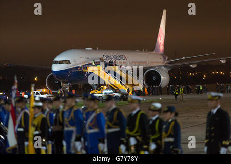 Asuncion, Paraguay. 27th June, 2016. Taiwan's (Republic of China) President Tsai Ing-wen special China Airlines flight arrives at Silvio Pettirossi International Airport, Luque, Paraguay. Credit:  Andre M. Chang/ARDUOPRESS/Alamy Live News Stock Photo