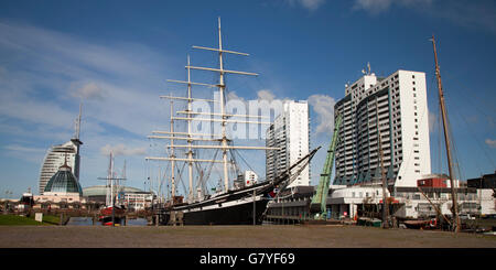 Columbus Center and Museumshafen habour, Havenwelten, Bremerhaven, Weser River, North Sea, Lower Saxony, PublicGround Stock Photo