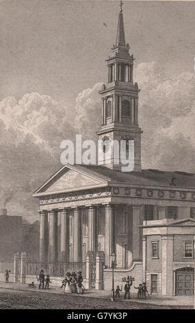 WATERLOO. St John the Evangelist. London. SHEPHERD, antique print 1828 Stock Photo