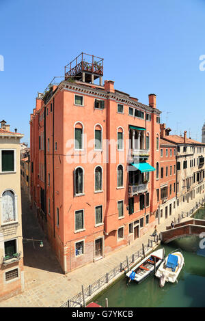 Venetian apartment house with Altana roof terrace Stock Photo