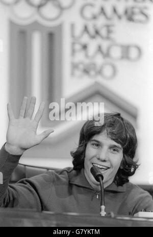 Eric Heiden US Skater at Olympics in Lake Placid Stock Photo