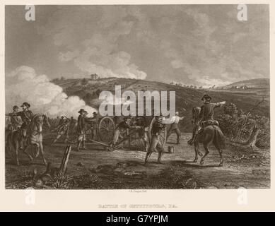 AMERICAN CIVIL WAR. Battle of Gettysburg, Pennsylvania , antique print 1864 Stock Photo