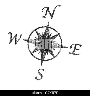 A compass dial in black and white with stipple FX Stock Vector