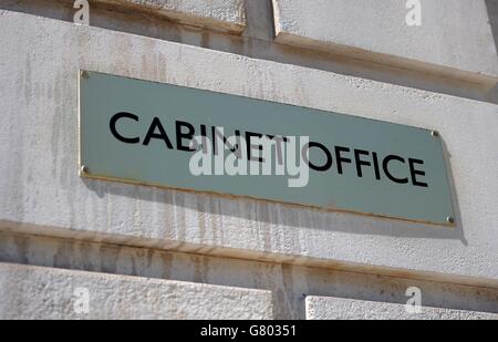 A general view of the sign of the Cabinet Office on Whitehall in as the Prince of Wales has defended his decision to write a series of letters to government ministers. Stock Photo