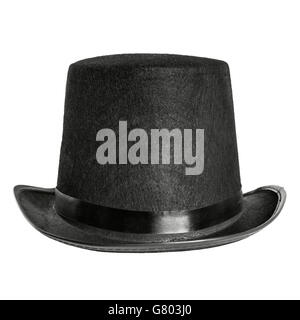 black felt hat isolated on white background. front view Stock Photo