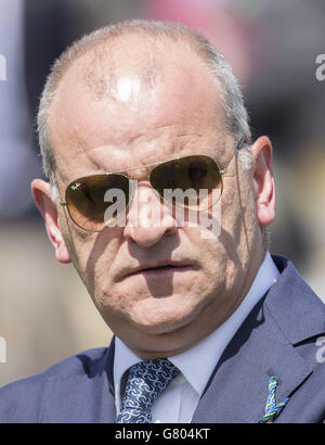 Trainer Brian Meehan before the Olympic Glory Conditions Stakes Race run during Al Shaqab Lockinge Day at Newbury Racecourse. Stock Photo