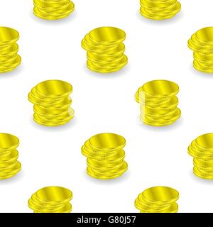 Yellow Coins Seamless Background Stock Vector