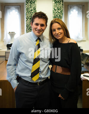 Plymouth MP Johnny Mercer and his wife Felicity, at his office at the Houses of Parliament in London before making his first speech to the House of Commons. Stock Photo