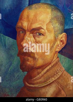 Self-Portrait, by Kuzma Petrov-Vodkin, 1918, Russian Museum, Saint Pete0sburg, Russia Stock Photo