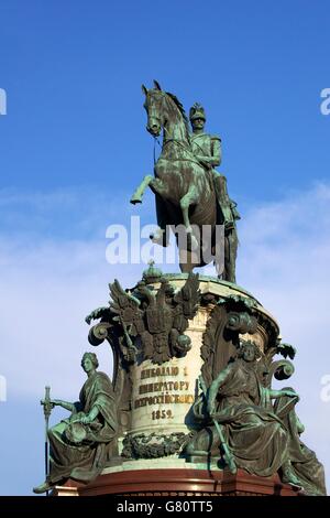 Equestrian statue of Tsar Nicholas I, St Isaac's Square, St Petersburg, Russia Stock Photo