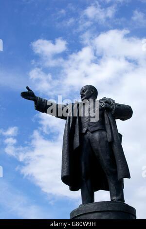 Statue of Vladimir Lenin outside Finlyandskiy or Finland Railway Station, St Petersburg, Russia Stock Photo