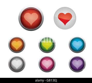 Abstract Vector Glossy Web Buttons of Internet Heart Stock Vector