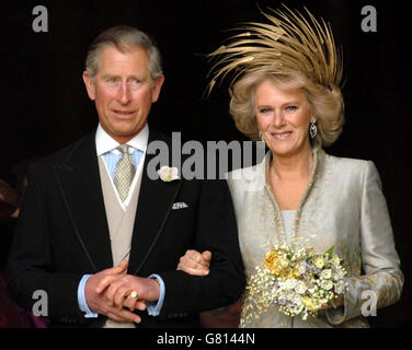 The Prince of Wales with his new bride Camilla, Duchess of Cornwall after their blessing. Stock Photo