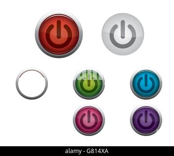 Abstract Vector Glossy Web Buttons of Power On Stock Vector