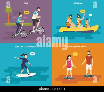 Family with kids active life Stock Vector