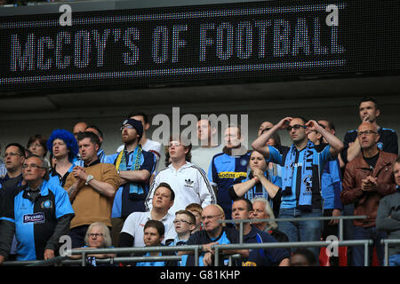 Soccer - Sky Bet League Two - Play Off - Final - Southend United v Wycombe Wanderers - Wembley Stadium. Wycombe Wanderers fans in the stands Stock Photo