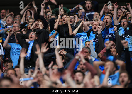 Soccer - Sky Bet League Two - Play Off - Final - Southend United v Wycombe Wanderers - Wembley Stadium. Wycombe Wanderers fans in the stands Stock Photo