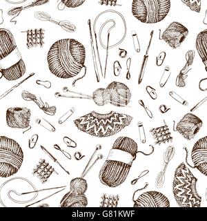 Pattern with knitting accesories Stock Vector