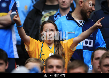 Soccer - Sky Bet League Two - Play Off - Final - Southend United v Wycombe Wanderers - Wembley Stadium. Wycombe Wanderers fans in the stands Stock Photo