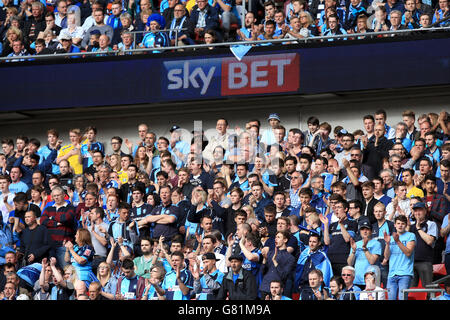 Soccer - Sky Bet League Two - Play Off - Final - Southend United v Wycombe Wanderers - Wembley Stadium. Wycombe Wanderers fans in the stands Stock Photo