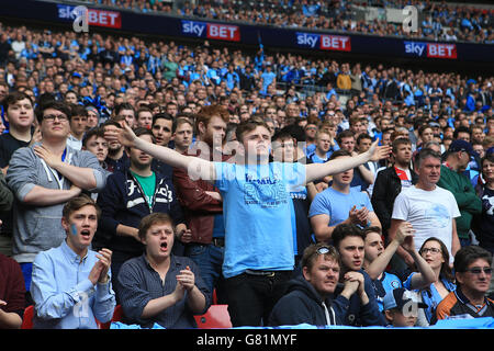 Soccer - Sky Bet League Two - Play Off - Final - Southend United v Wycombe Wanderers - Wembley Stadium. Wycombe Wanderers fans in the stands Stock Photo