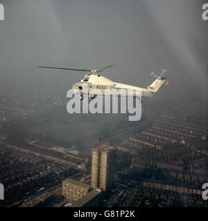 Image of the new Westland 'Wessex 60' helicopter flying high over London, when it was demonstrated after a handing over ceremony to Bristow Helicopters. Stock Photo