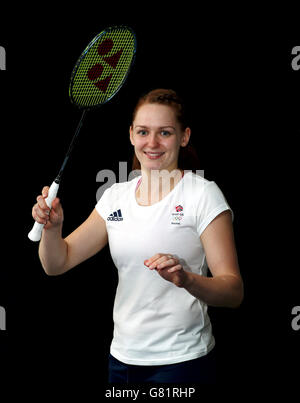 Team GB's Lauren Smith pose for a photo after the Badminton Olympic team announcement at the National Badminton Centre, Milton Keynes. Stock Photo