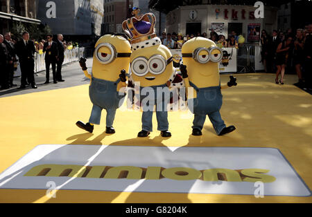 Minions Kevin, Bob and Stuart attending the world premiere of Minions at the Odeon Leicester Square, London. PRESS ASSOCIATION Photo. Picture date: Thursday June 11, 2015. Photo credit should read: Daniel Leal-Olivas/PA Wire Stock Photo
