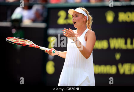 Donna Vekic in action against Venus Williams on day One of the ...