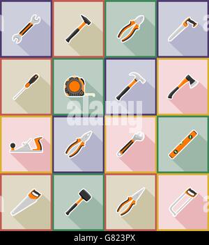 repair and building tools flat icons vector illustration isolated on white background Stock Vector
