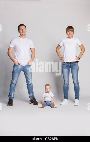 Portrait of family against white background Stock Photo