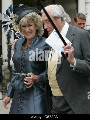 Royal Wedding - Marriage of Prince Charles and Camilla Parker Bowles - Civil Ceremony - Windsor Guildhall. Annabel Elliott and Major Bruce Shand. Stock Photo