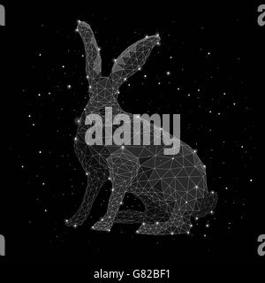 Digital composite image of constellation forming rabbit against black background Stock Photo