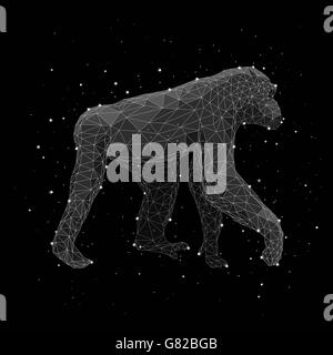 Digital composite image of constellation forming chimpanzee against black background Stock Photo