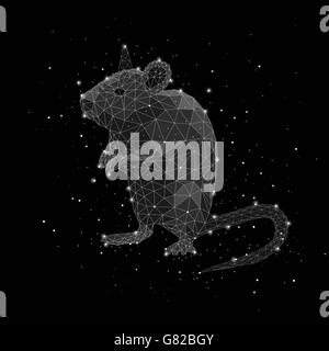 Illustration of constellation forming rat against black background Stock Photo